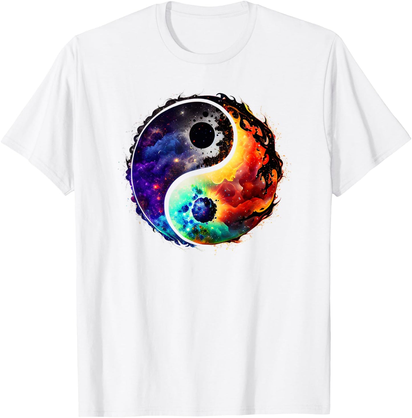 Yin Yang Feng Shui Ying Yang Zen Taijitu Colorful Galaxy T-Shirt - T-Shirt | White