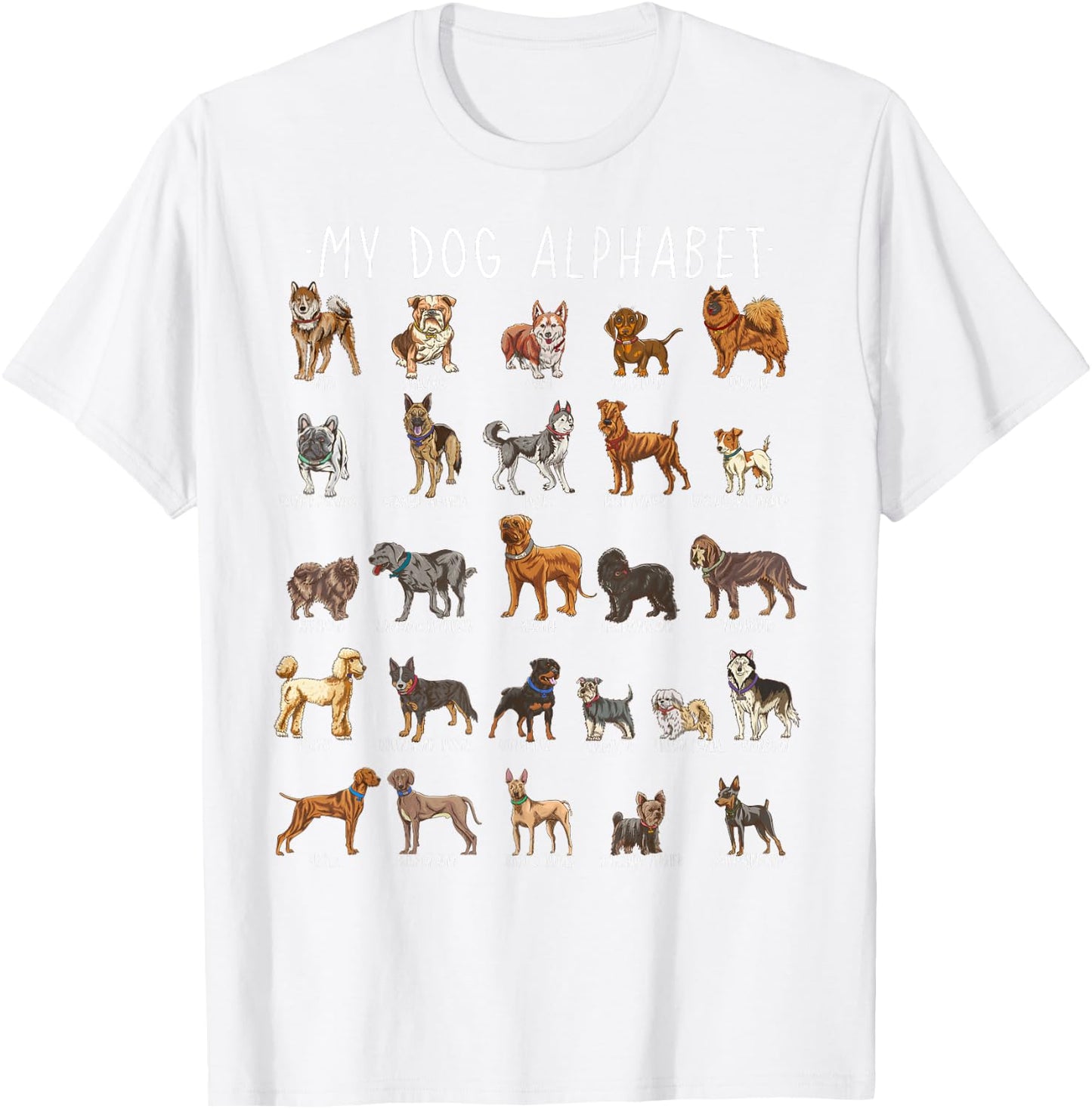 Types Of Dogs Alphabet - Dog Identification - A-Z ABC Women Kids T-Shirt - T-Shirt | White