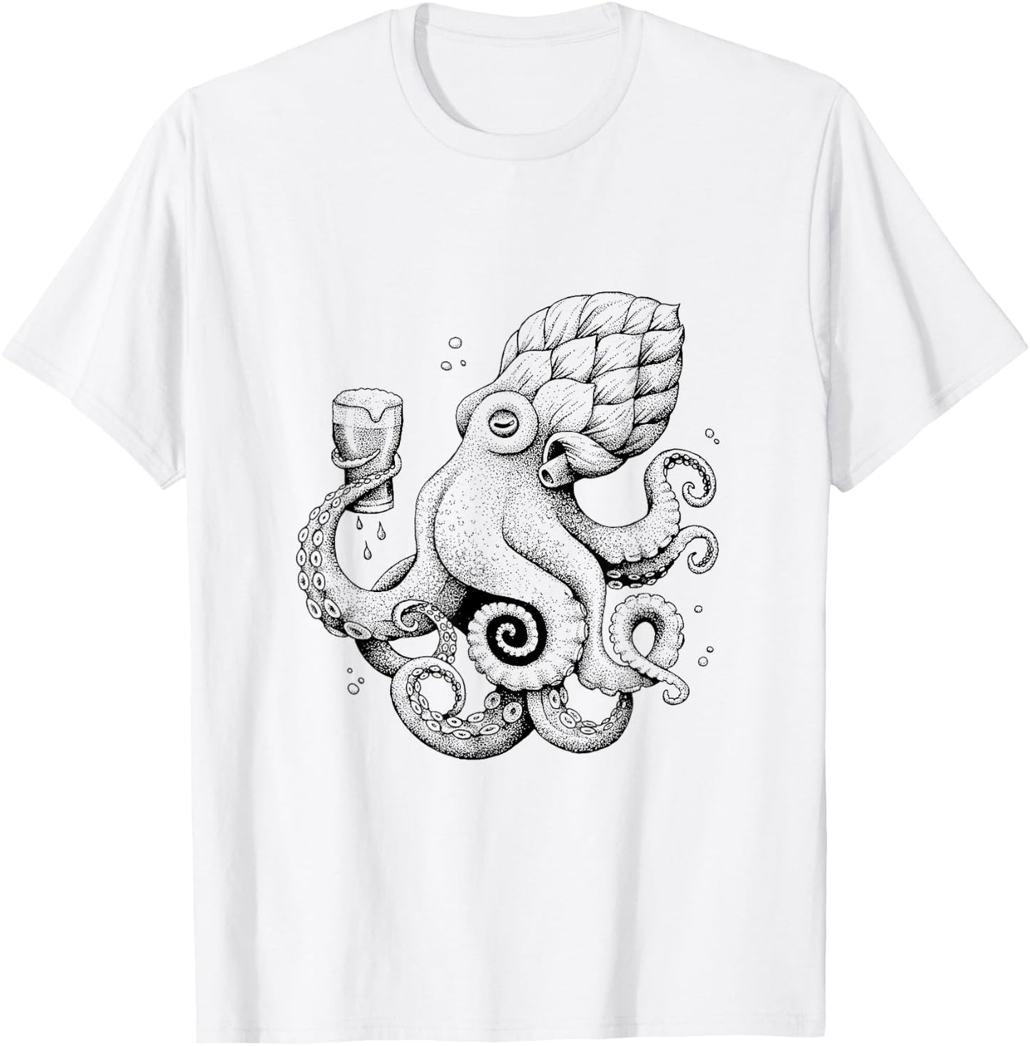 Hoptopus - The Beer Drinking Octopus Classic T-Shirt - T-Shirt | White