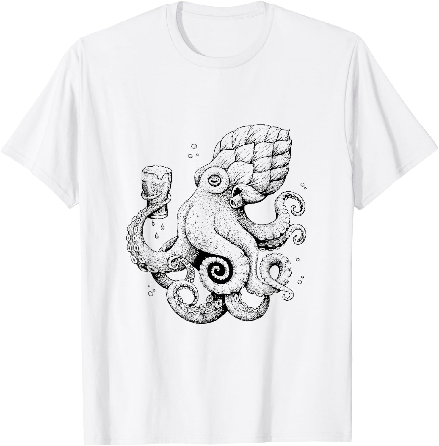 Hoptopus - The Beer Drinking Octopus Classic T-Shirt - T-Shirt | White
