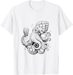 Hoptopus - The Beer Drinking Octopus Classic T-Shirt - T-Shirt | White