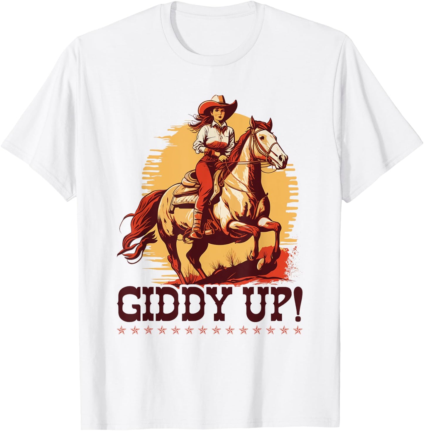 Country Giddy Up, Bronc Horse Riding Giddy Up Cowgirl T-Shirt - T-Shirt | White