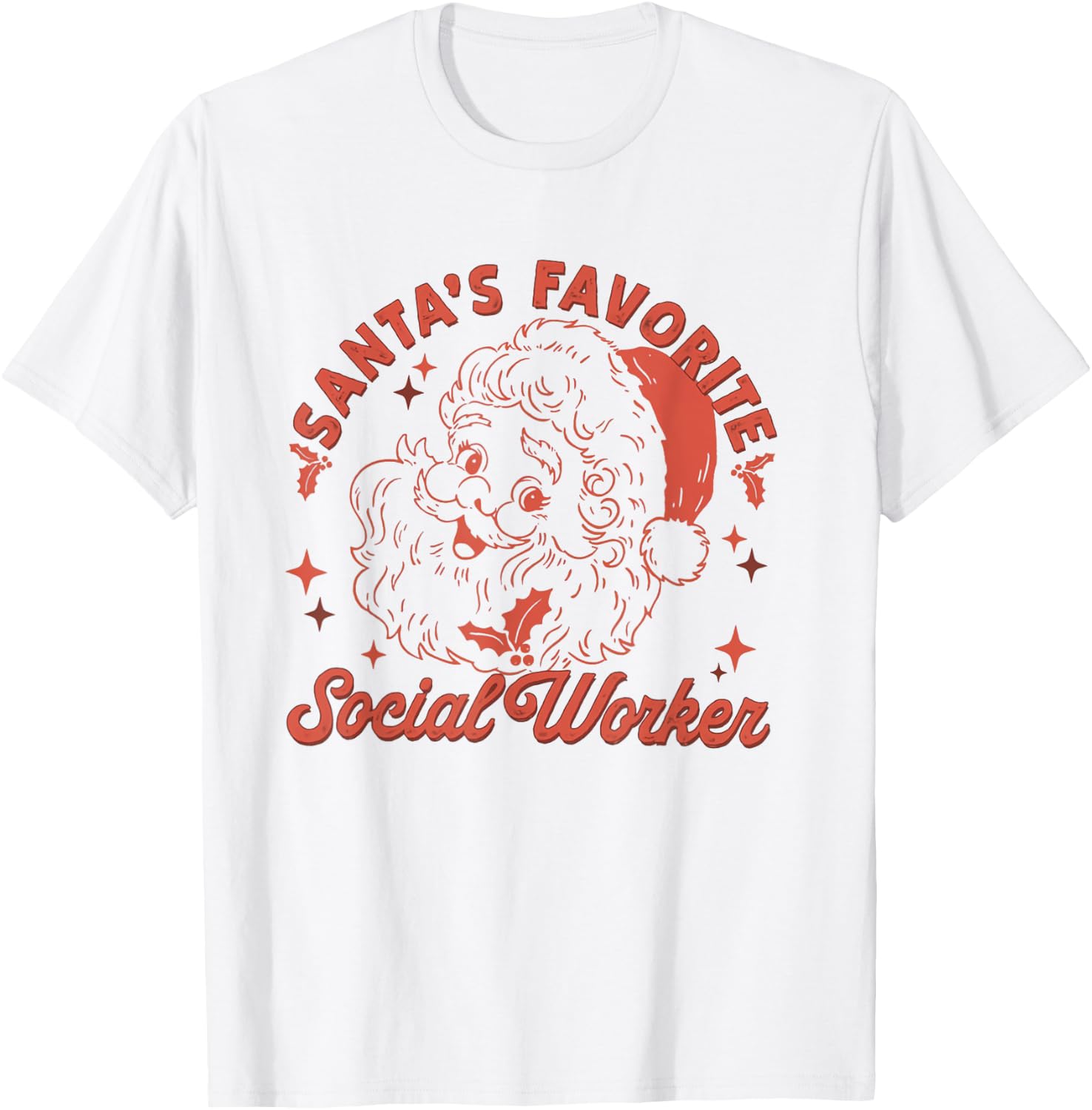 Retro Santa's Favorite Social Worker Christmas Social Worker T-Shirt - T-Shirt | White