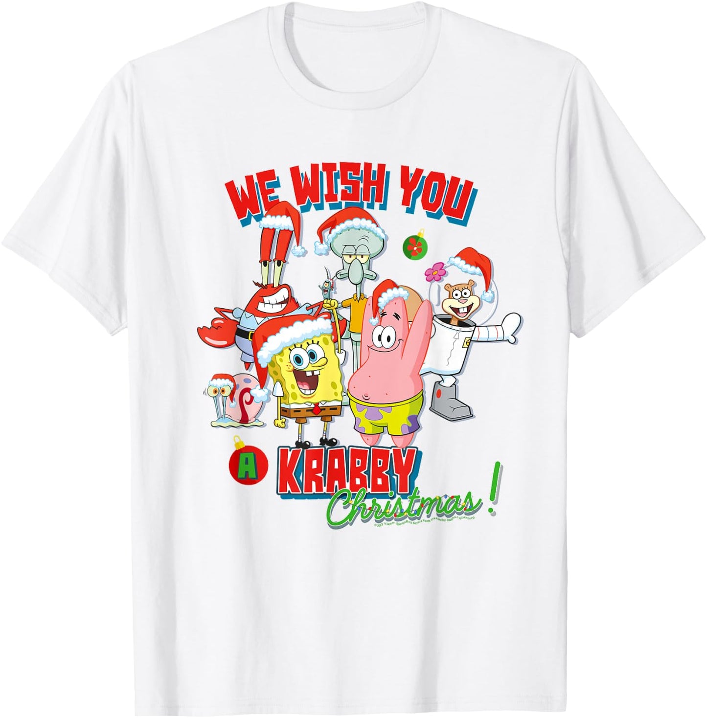 SpongeBob SquarePants We Wish You A Krabby Christmas! T-Shirt - T-Shirt | White