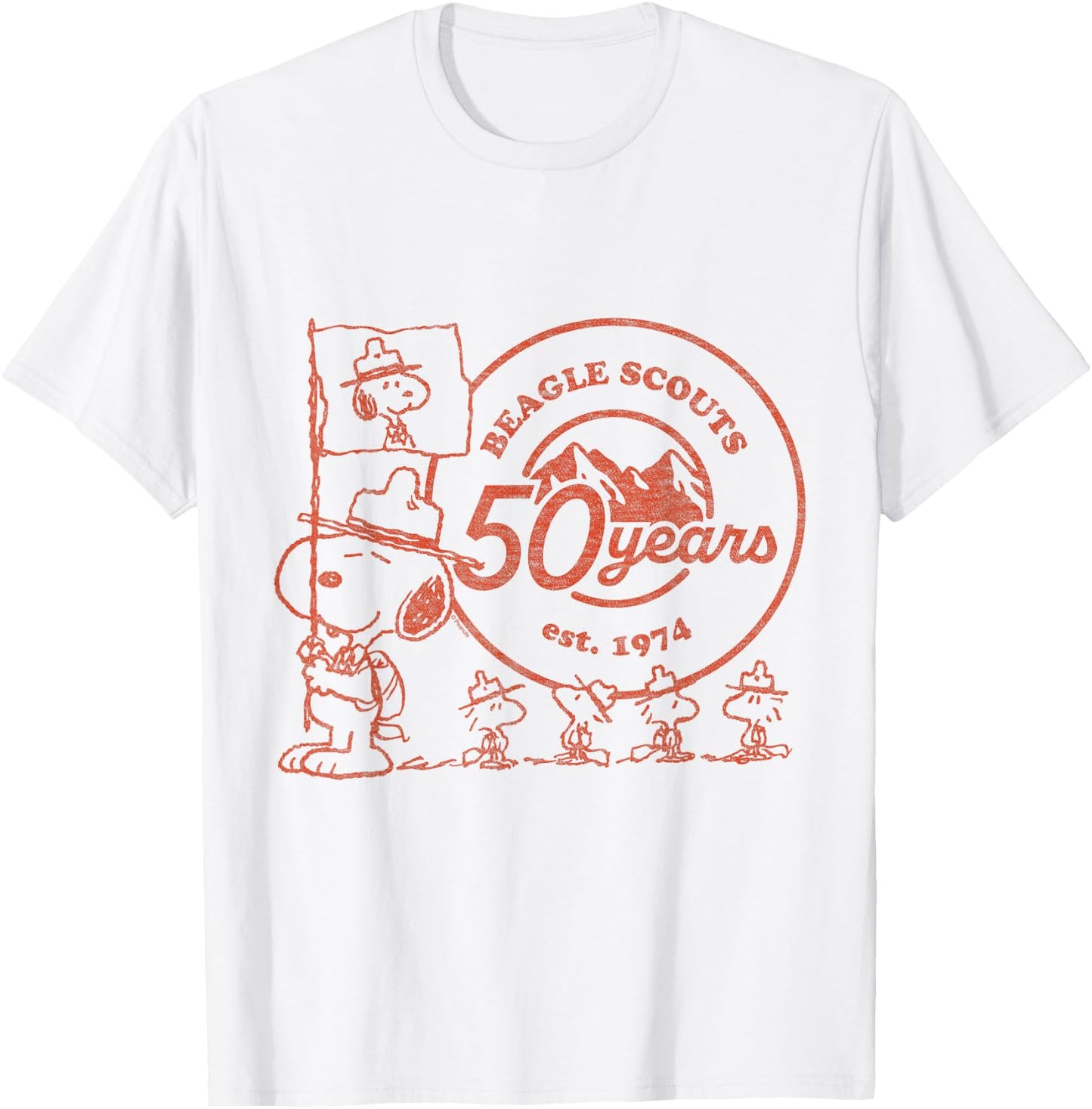 Peanuts Snoopy Flag Logo T-Shirt - T-Shirt | White