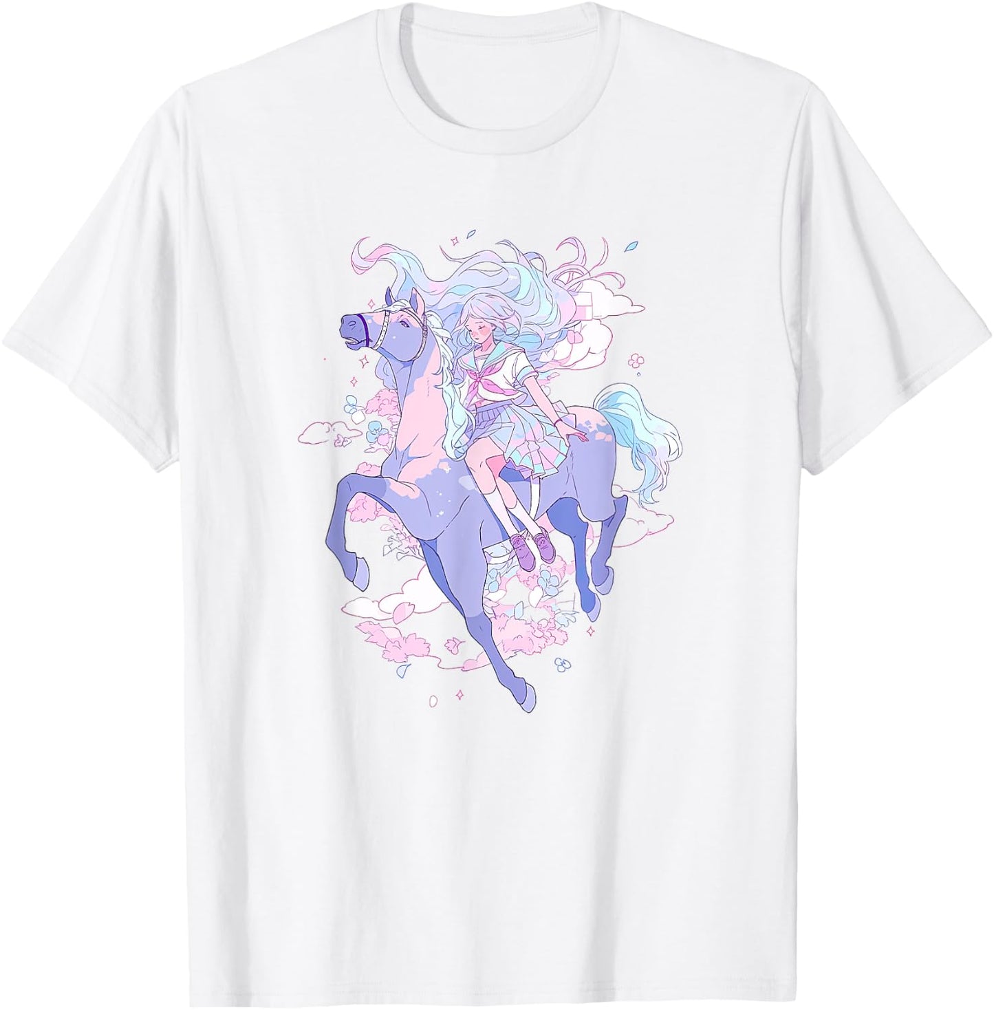 Horse Girl funny Pastel japan Anime Aesthetic japanese T-Shirt - T-Shirt | White