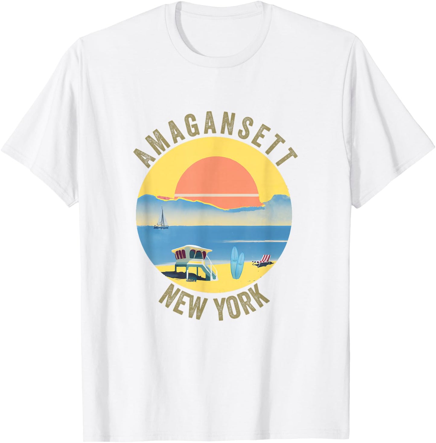 Amagansett Souvenir Apparel - Retro Vintage Amagansett T-Shirt - T-Shirt | White