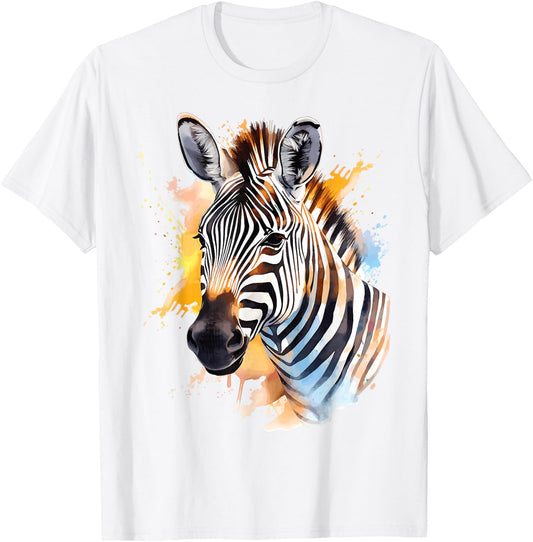 Cute Zebra Watercolor Art T-Shirt - T-Shirt | White