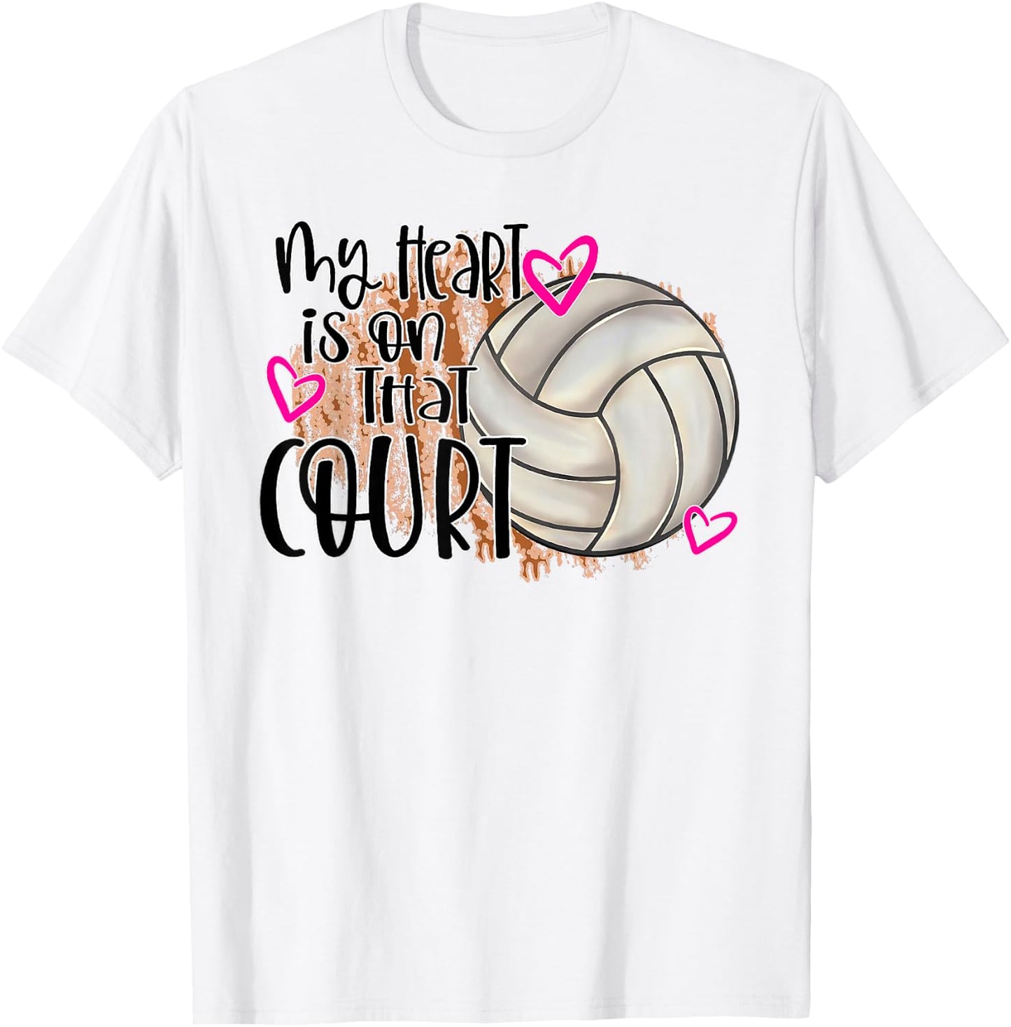 My Heart is On That Court Cute Volleyball Mom Game Day Volle T-Shirt - T-Shirt | White