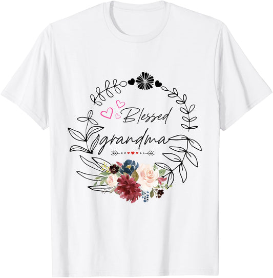 Blessed grandma Floral est 2022 funny floral mother's day T-Shirt - T-Shirt | White