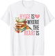 Hygge is Where the Heart Is Cozy Book, Leaf, and Bird T-Shirt - T-Shirt | White