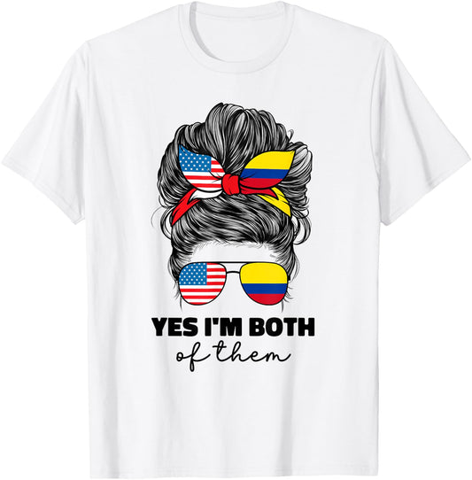 Half Colombian Half American Usa America Colombia Flag Girl T-Shirt - T-Shirt | White