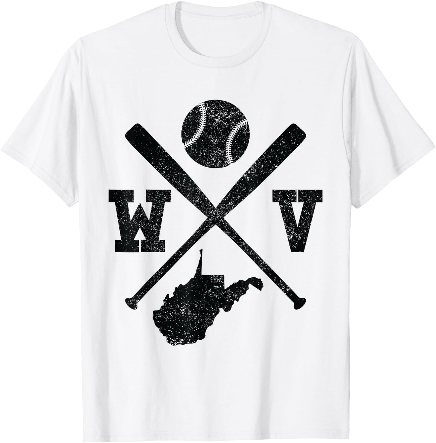 WV USA State - Baseball Player West Virginia T-Shirt - T-Shirt | White
