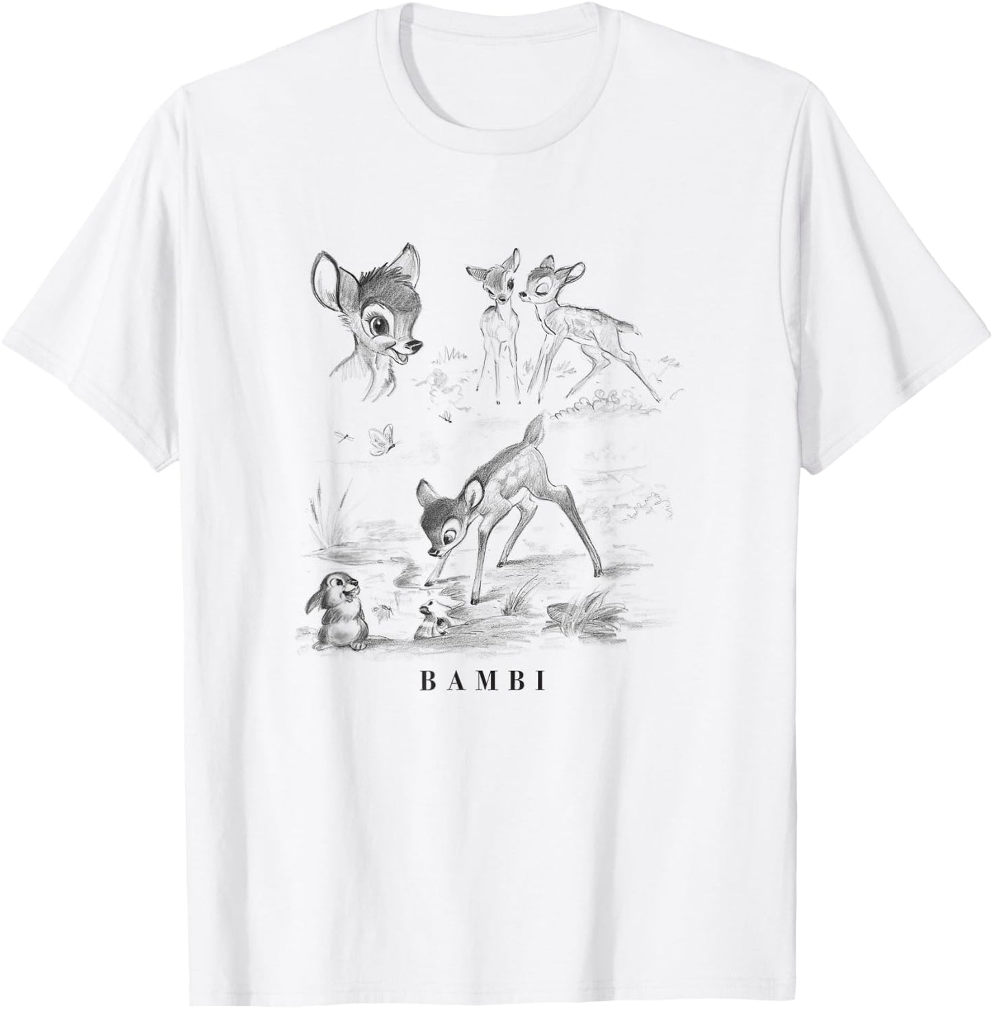 Disney Bambi And Friends Faline Thumper Distressed Sketch T-Shirt - T-Shirt | White