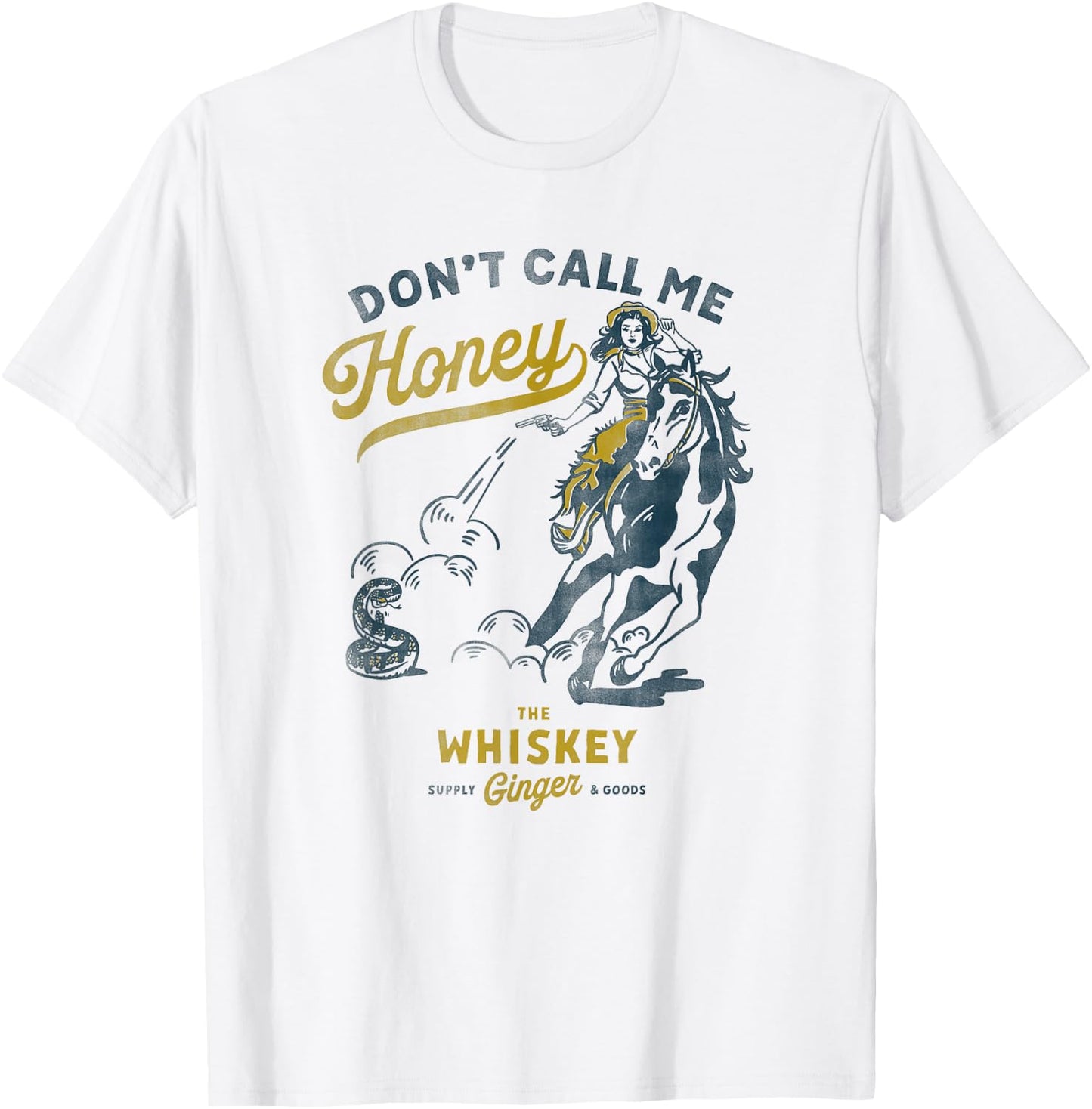 Don't Call Me Honey: Western Pinup Cowgirl On Horseback T-Shirt - T-Shirt | White