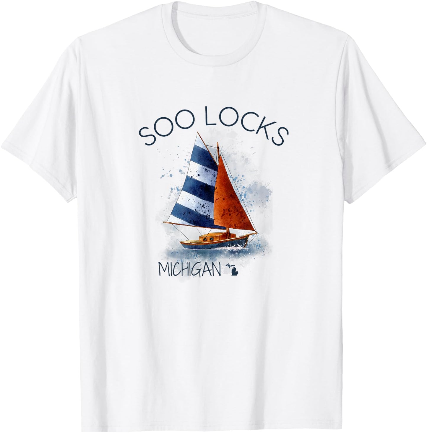 Michigan Michigander Soo Locks Sailing Souvenir Boat Gift T-Shirt - T-Shirt | White