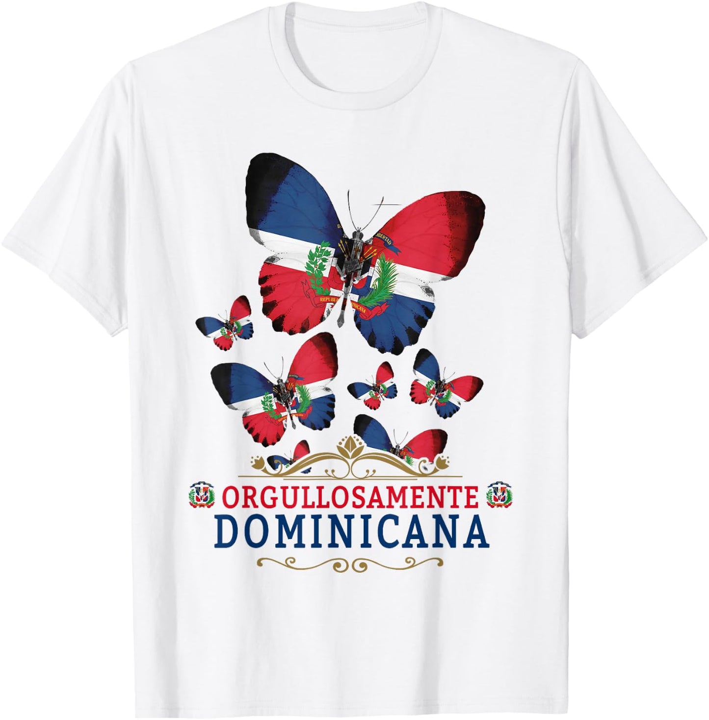 Republica Dominicana Butterfly & Dominican Flag T-Shirt - T-Shirt | White
