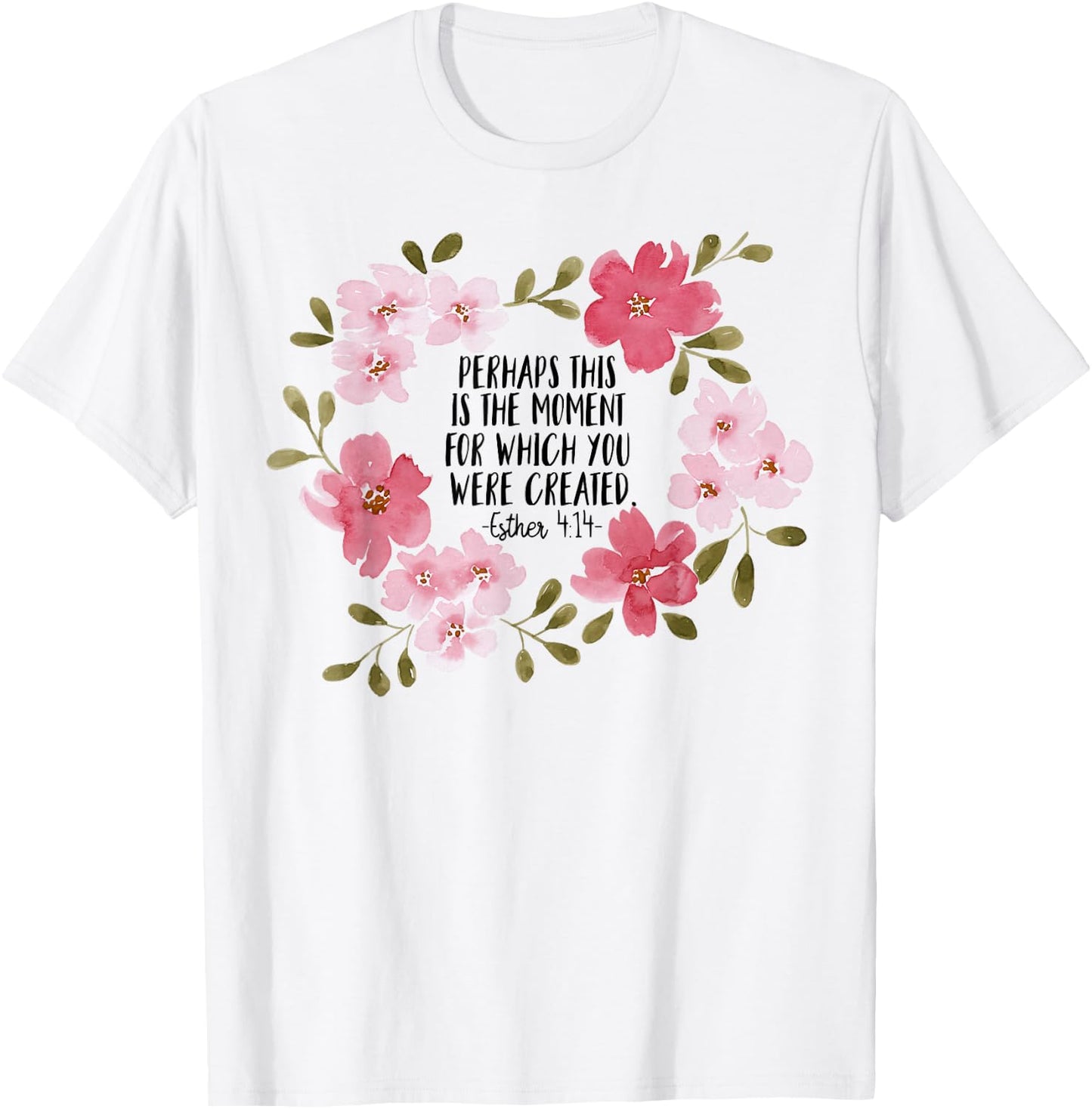 Esther 414 Flower Religious Jesus Faith Cross Women T-Shirt - T-Shirt | White
