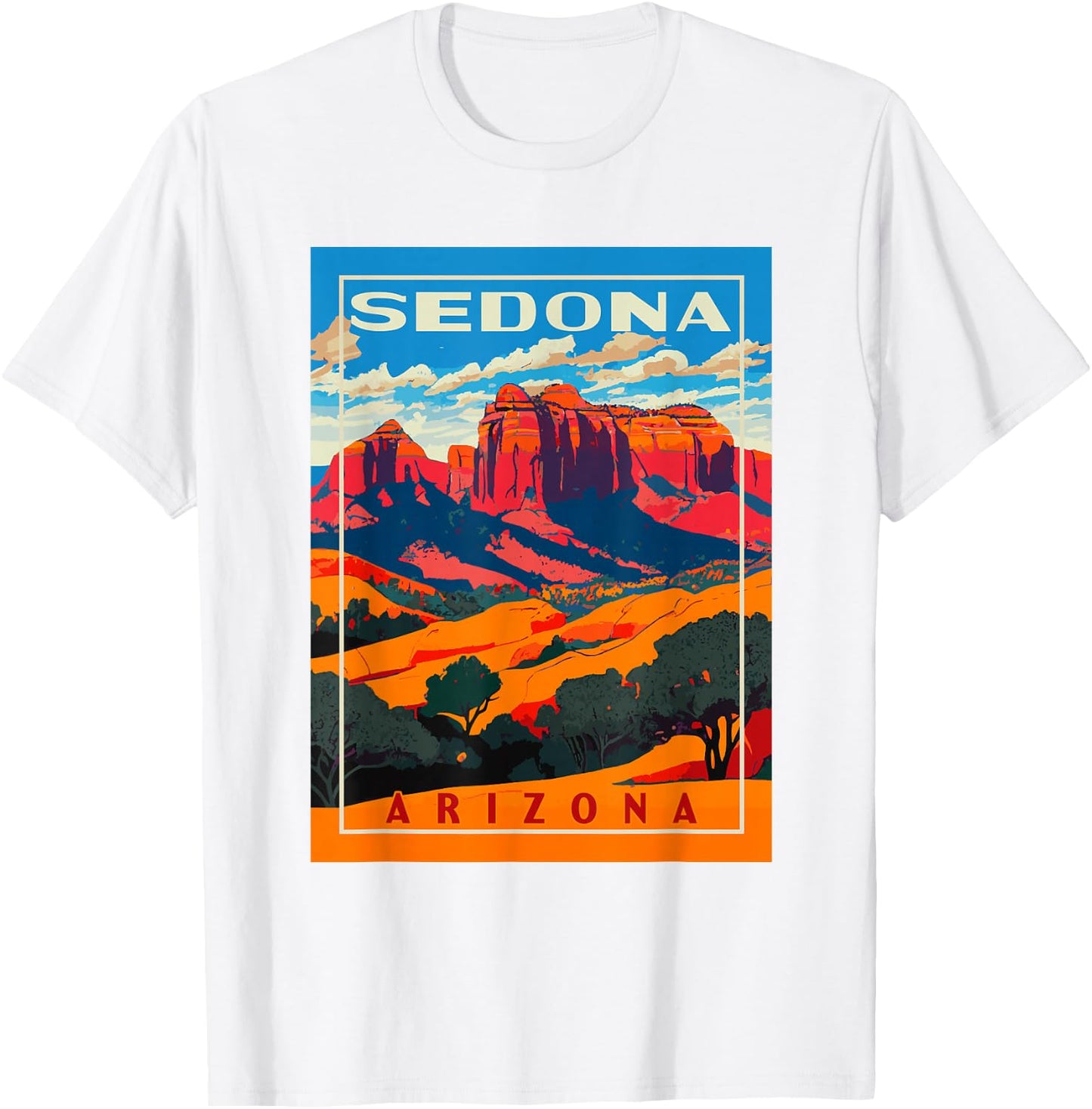 Sedona Arizona Vintage WPA National Park Poster Style Retro T-Shirt - T-Shirt | White