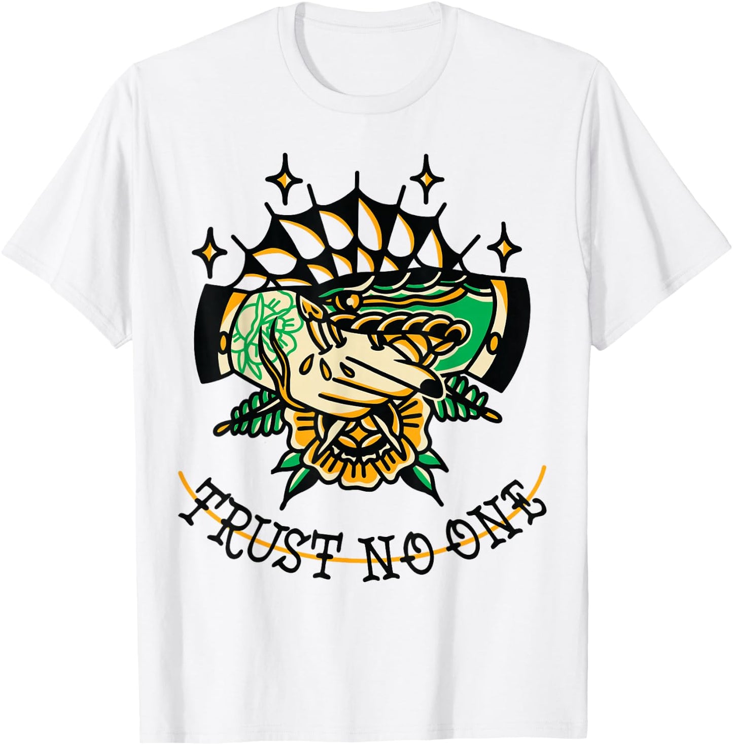 Trust No One Alternative Traditional Tattoo Flash Edgy Snake T-Shirt - T-Shirt | White
