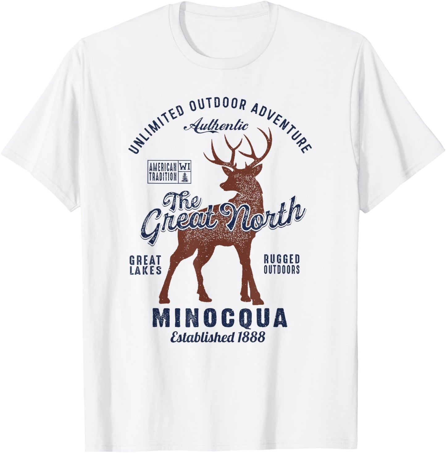 Minocqua Bulk - The Great North WI Minocqua T-Shirt - T-Shirt | White