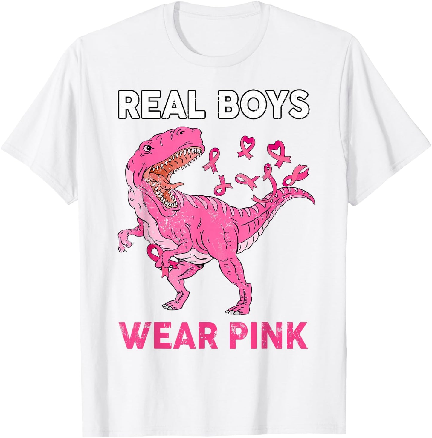 Breast Cancer Awareness Real Boy Wear Pink Kids Youth Childs T-Shirt - T-Shirt | White