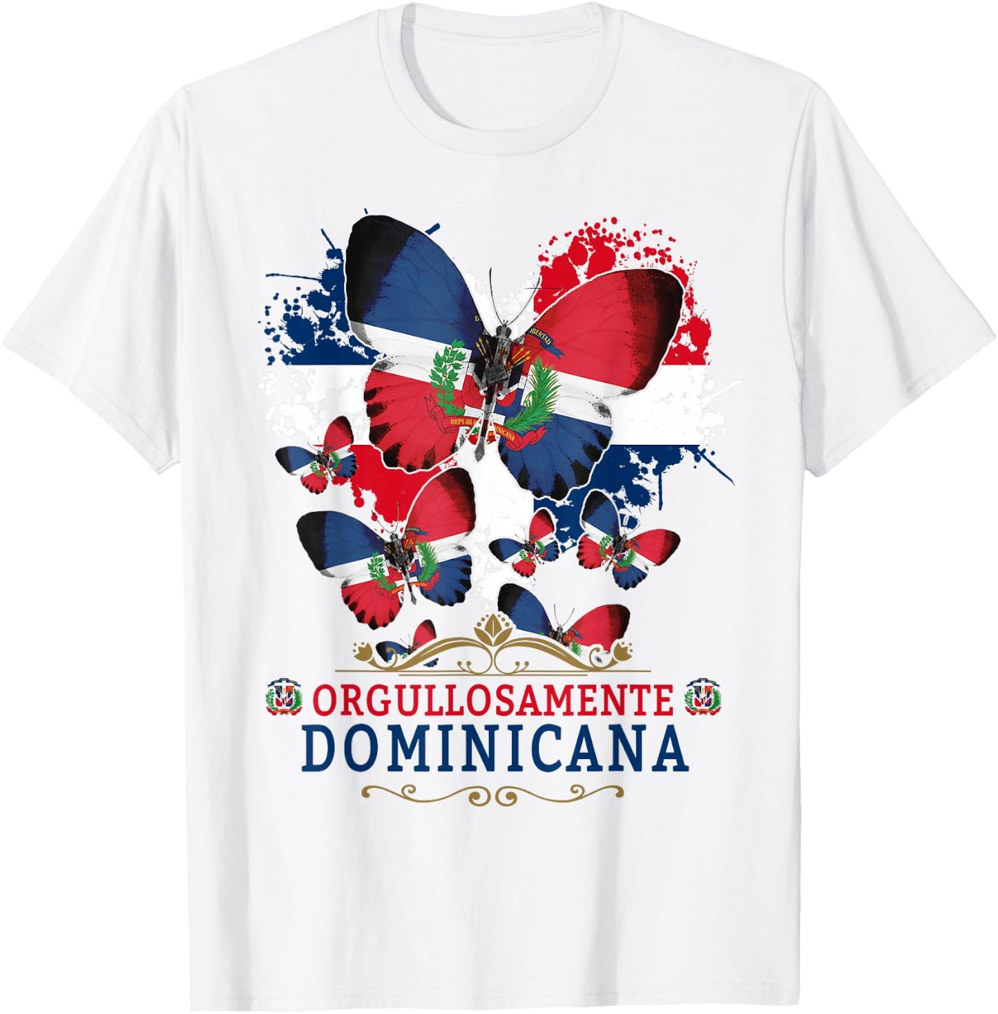 Republica Dominicana Butterfly & Dominican Flag T-Shirt - T-Shirt | White