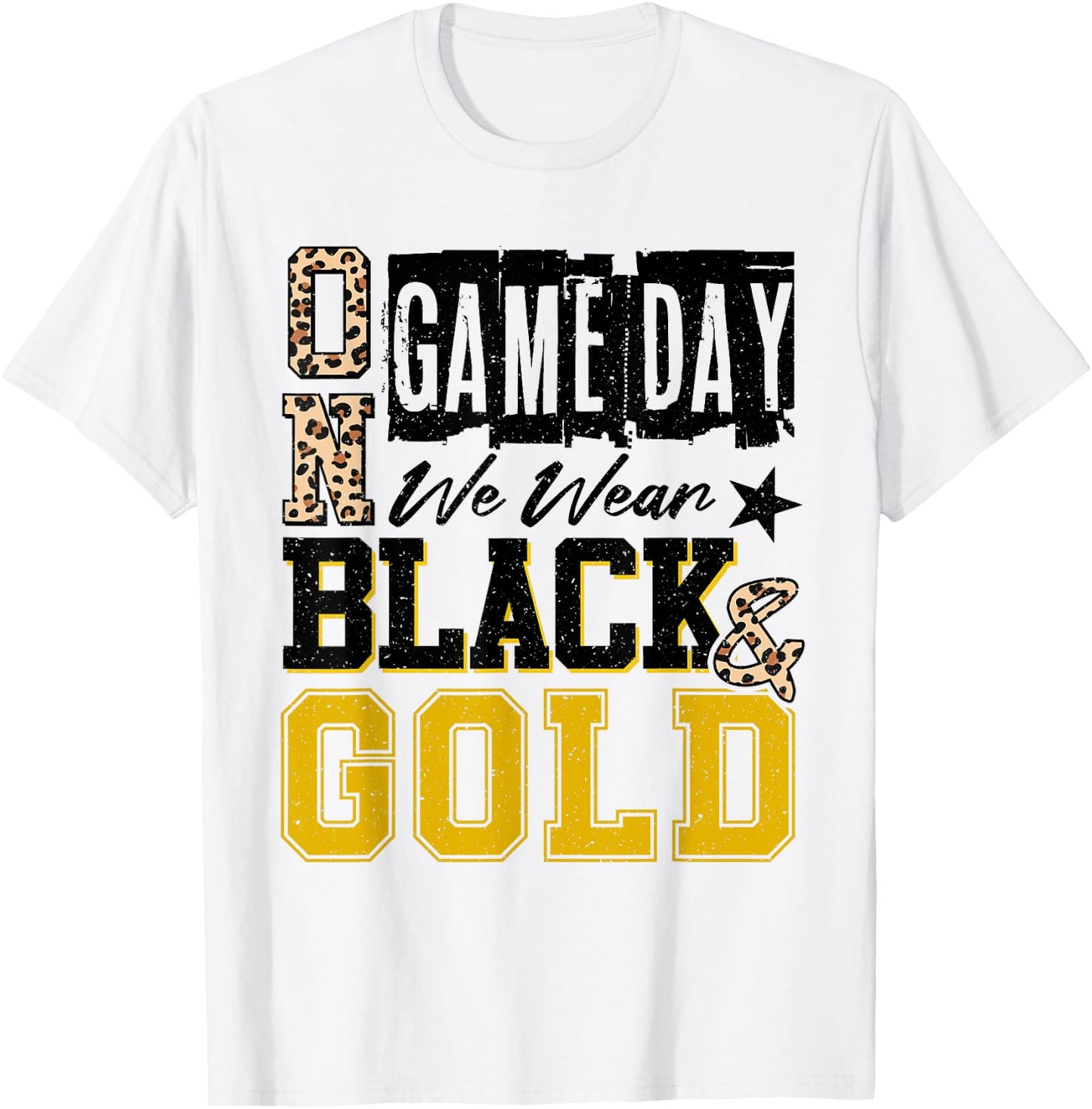 On Gameday Football We Wear Black And Gold School Spirit T-Shirt - T-Shirt | White