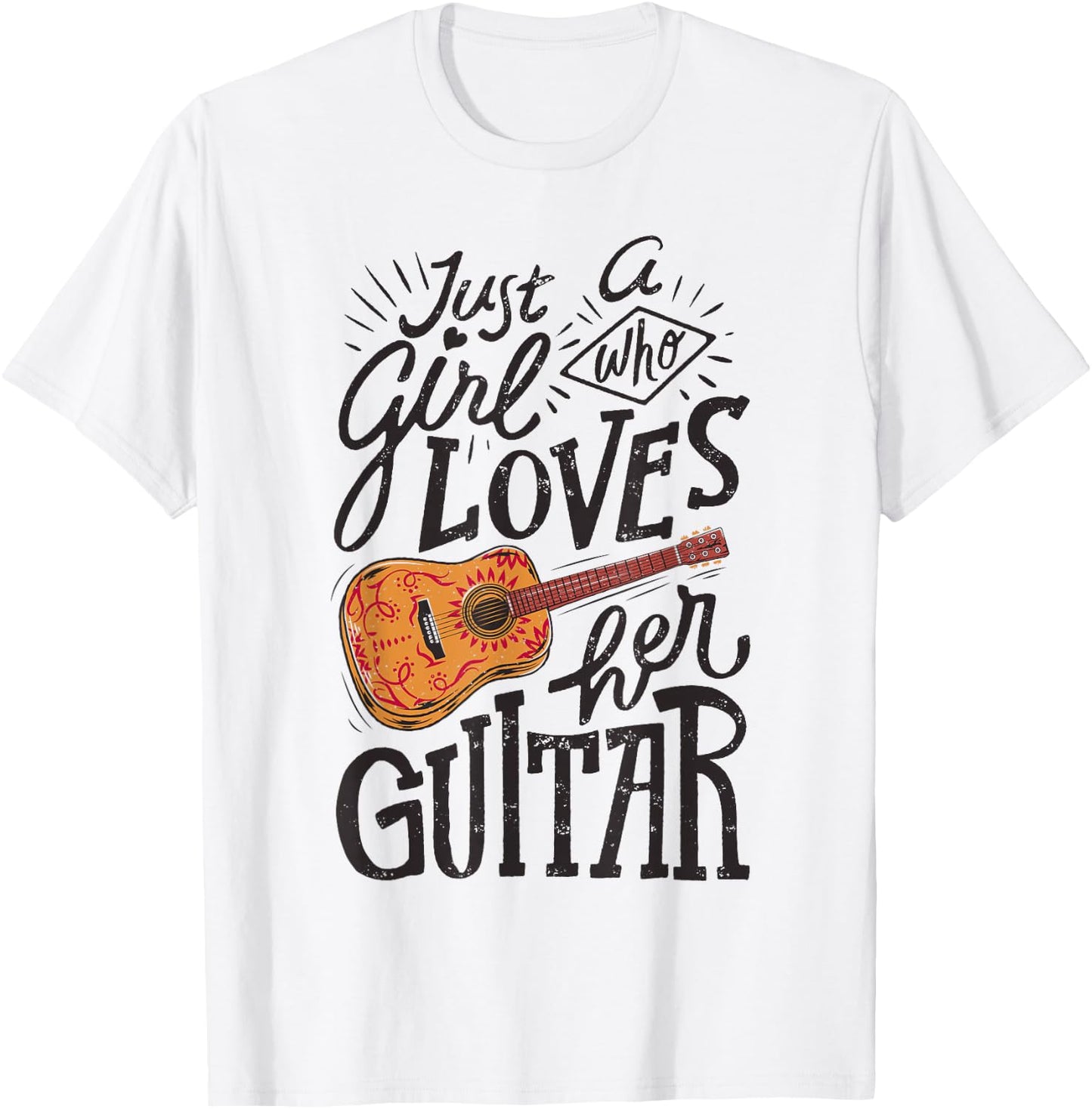 Just A Girl Who Loves Her Guitar Acoustic Guitarist Music T-Shirt - T-Shirt | White