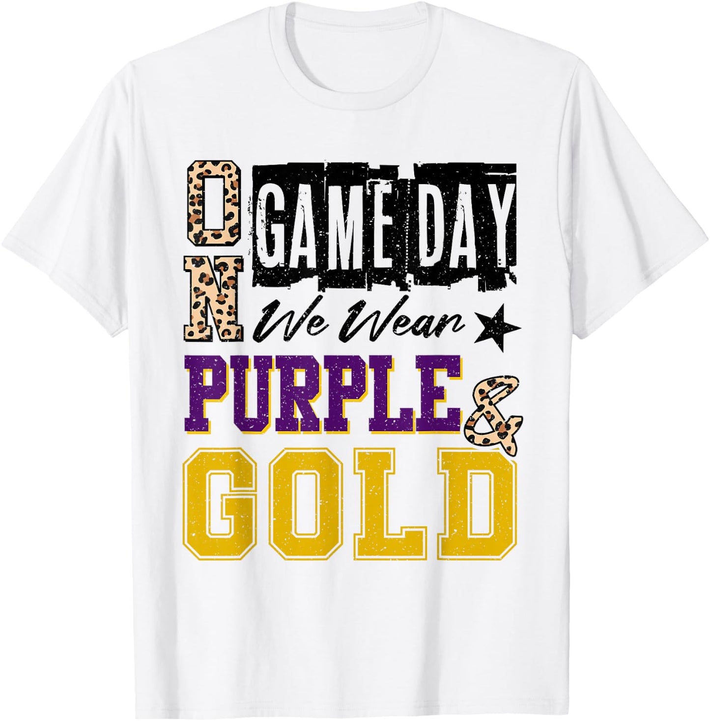 On Gameday Football We Wear Purple And Gold School Spirit T-Shirt - T-Shirt | White