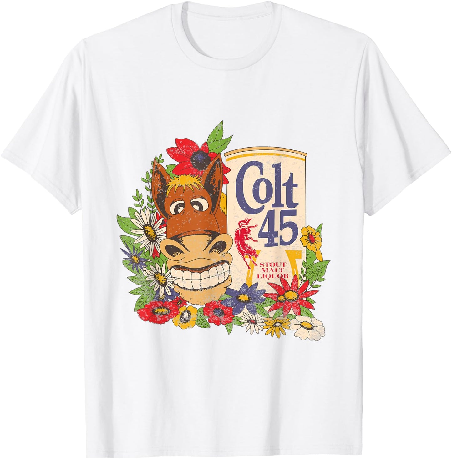 Colt 45 Beer Vintage Donkey - Authentic Licensed Artwork T-Shirt - T-Shirt | White