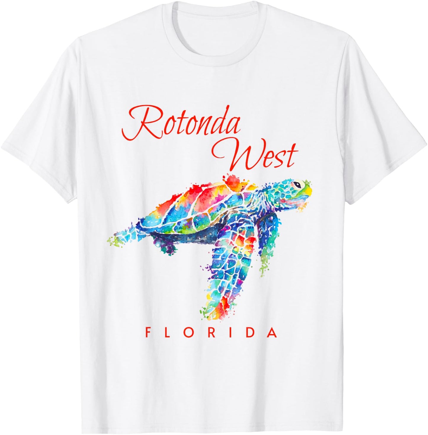 Rotonda West Florida Watercolor Sea Turtle T-Shirt - T-Shirt | White