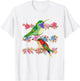 Animal Lover Flowers Pretty Bird Floral Vintage Hummingbird T-Shirt - T-Shirt | White