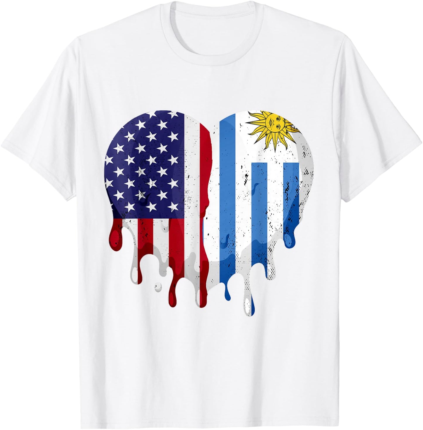 American Uruguayan Hispanic Heritage Month Flag Heart T-Shirt - T-Shirt | White