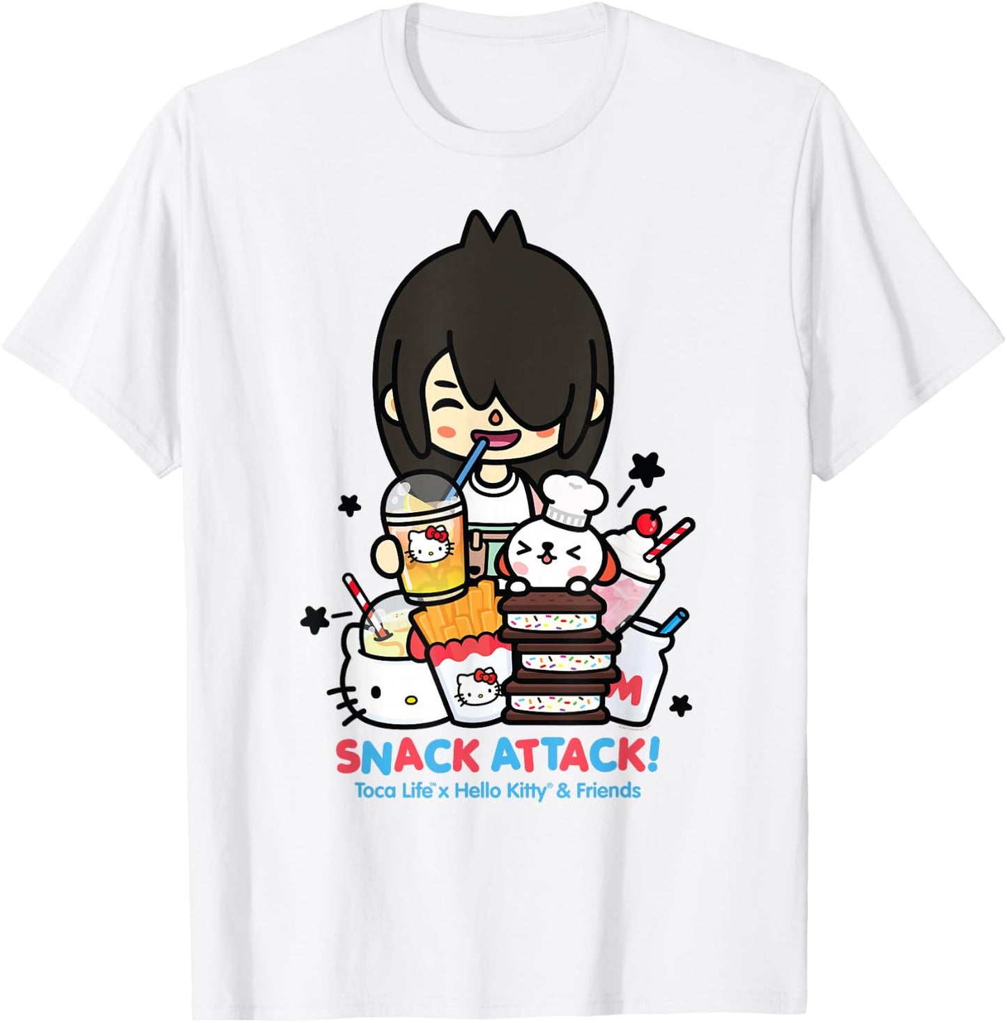 Toca Life x Hello Kitty & Friends Snack Attack! T-Shirt - T-Shirt | White