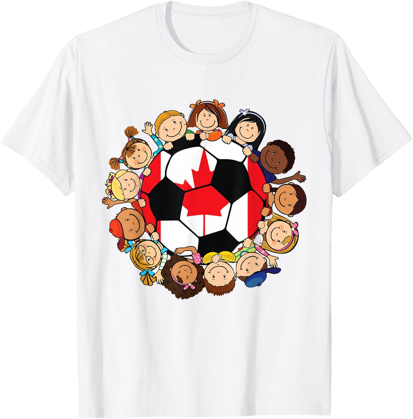 Canada Soccer Ball Kids Toddler Girls Around Canadian Flag T-Shirt - T-Shirt | White