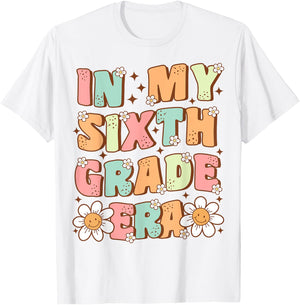 In My Sixth Grade Era Cute Groovy 6th Grade Back to School T-Shirt - T-Shirt | White