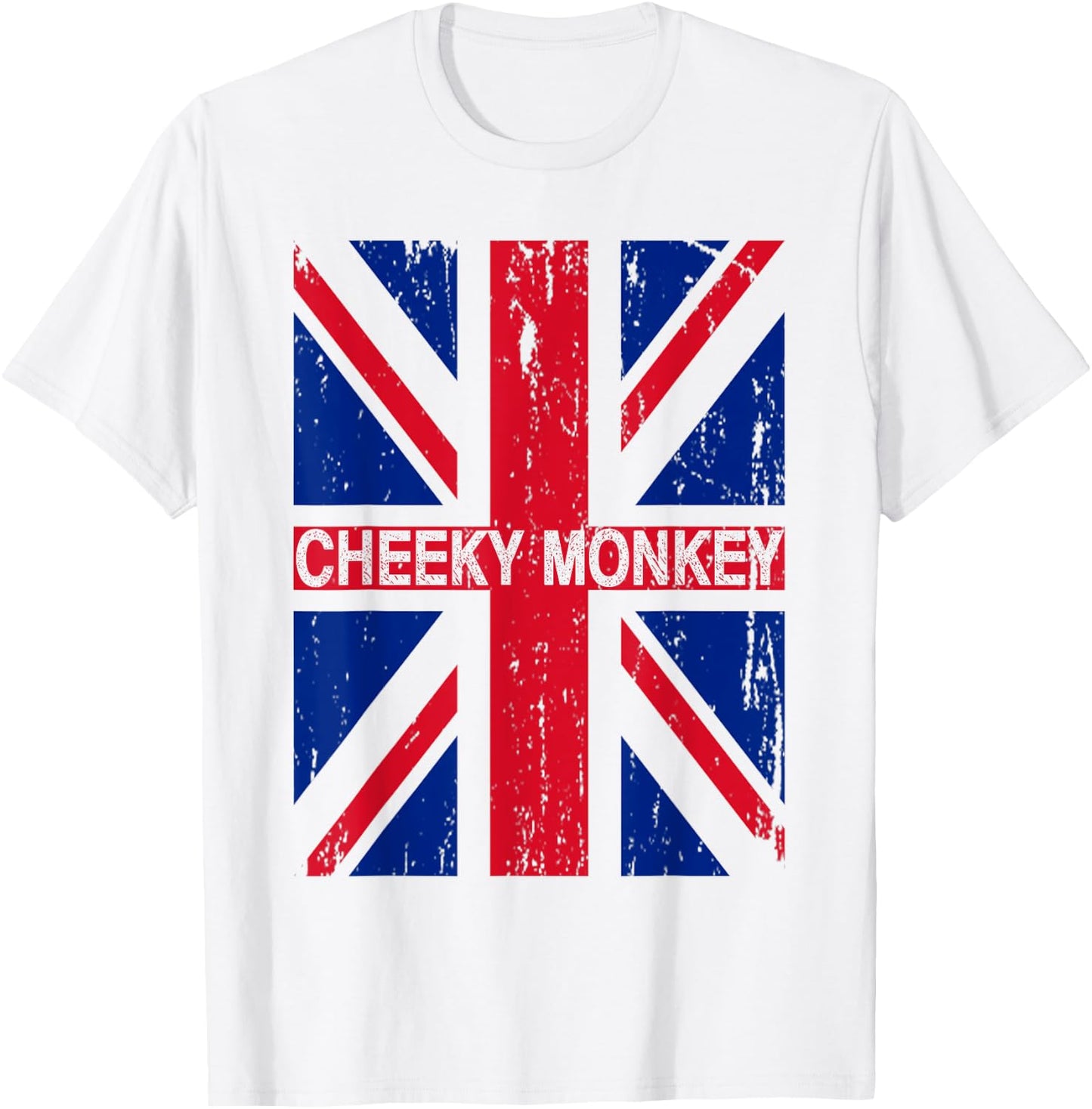 Cheeky Monkey Union Jack Great Britain Flag British Slang T-Shirt - T-Shirt | White