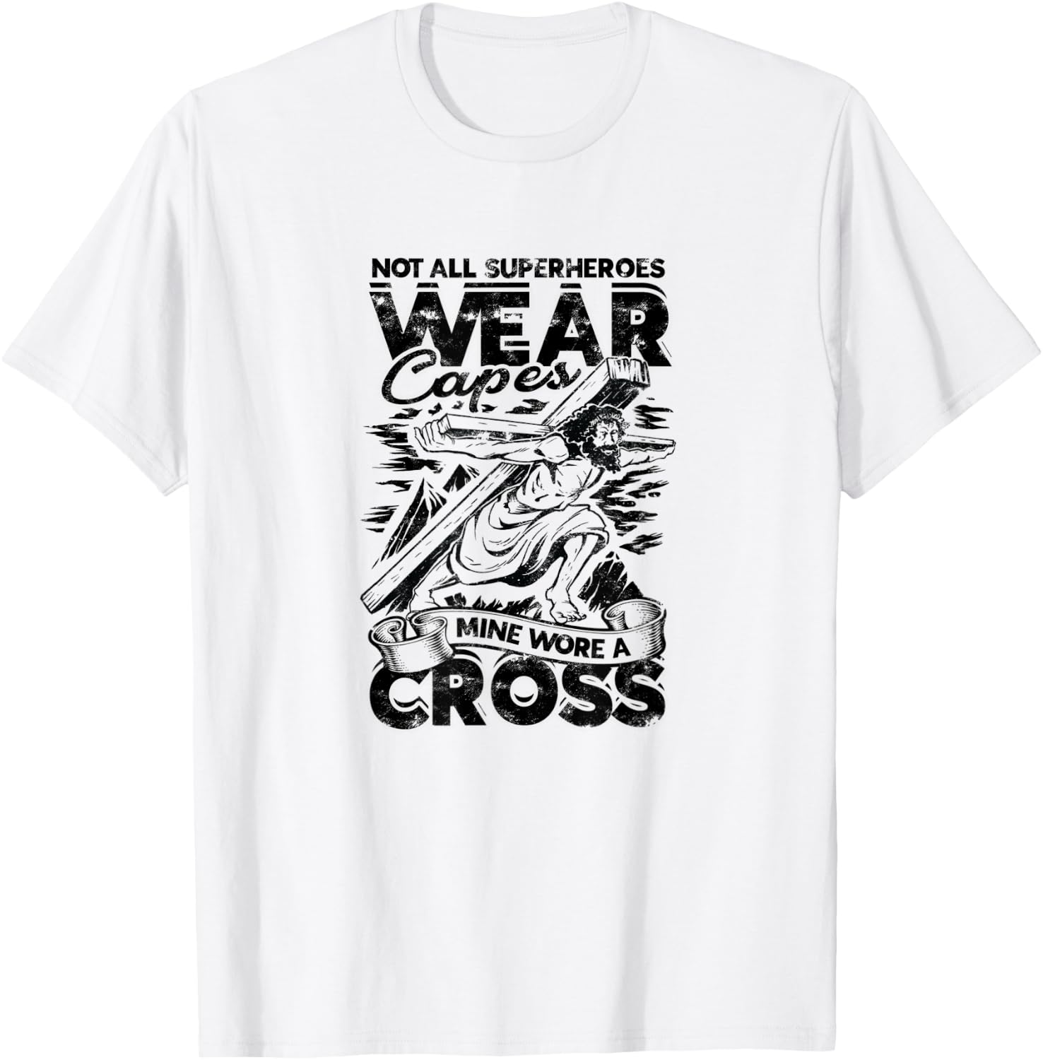 Not all superheroes wear capes Mine wore a cross - god T-Shirt - T-Shirt | White