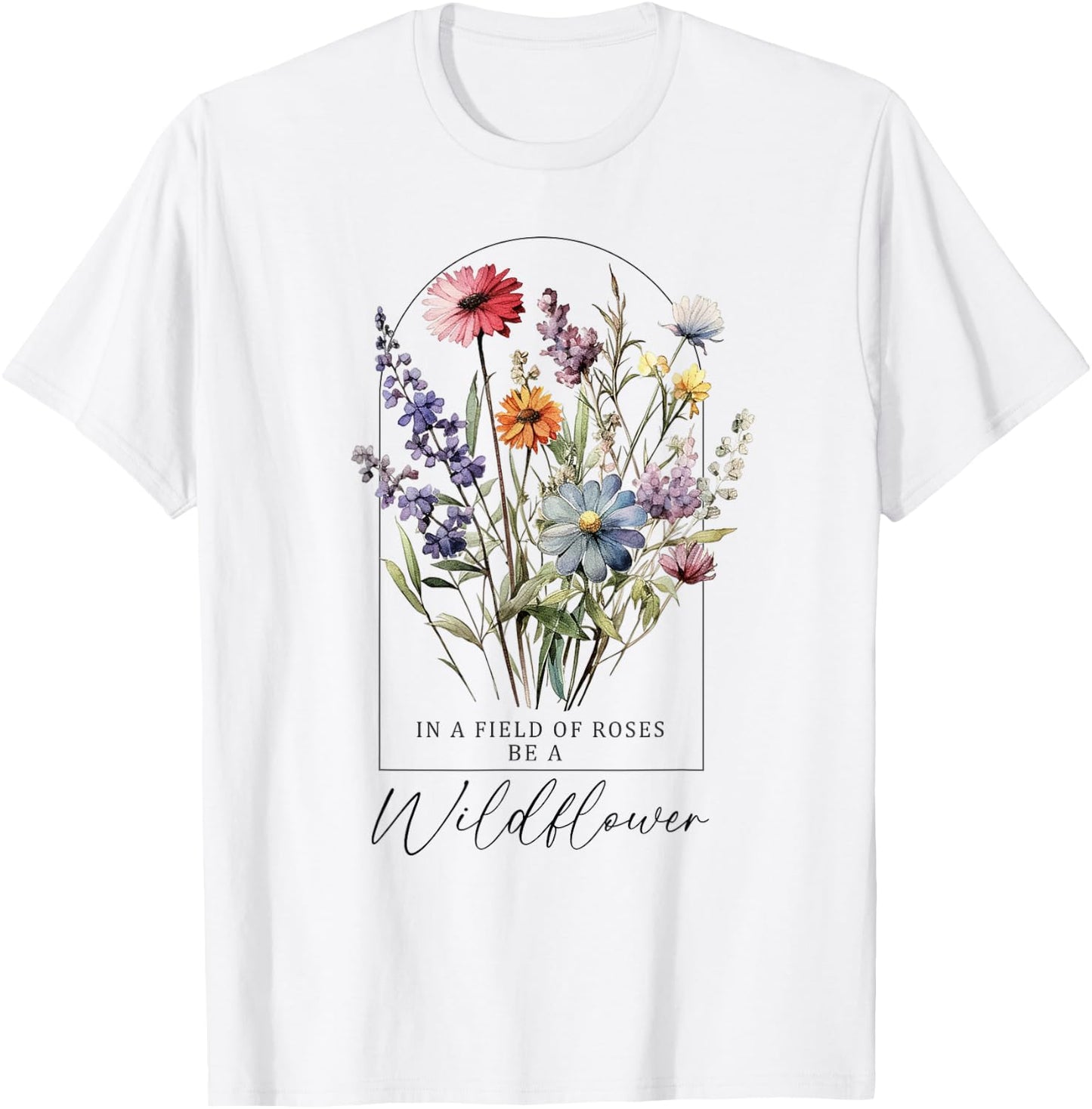 Summer Flowers Graphic Gardening Blooming Floral Wildflower T-Shirt - T-Shirt | White