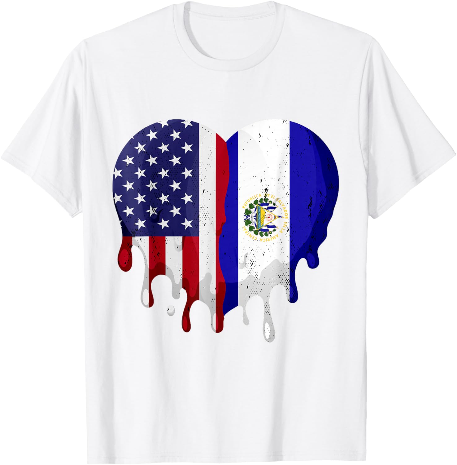 American Salvadoran Hispanic Heritage Month Flag Heart T-Shirt - T-Shirt | White