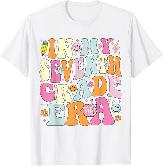 In My Seventh Grade Era 7th Grade Era Teacher Back to School Women Girls Kids T-Shirt - T-Shirt | White
