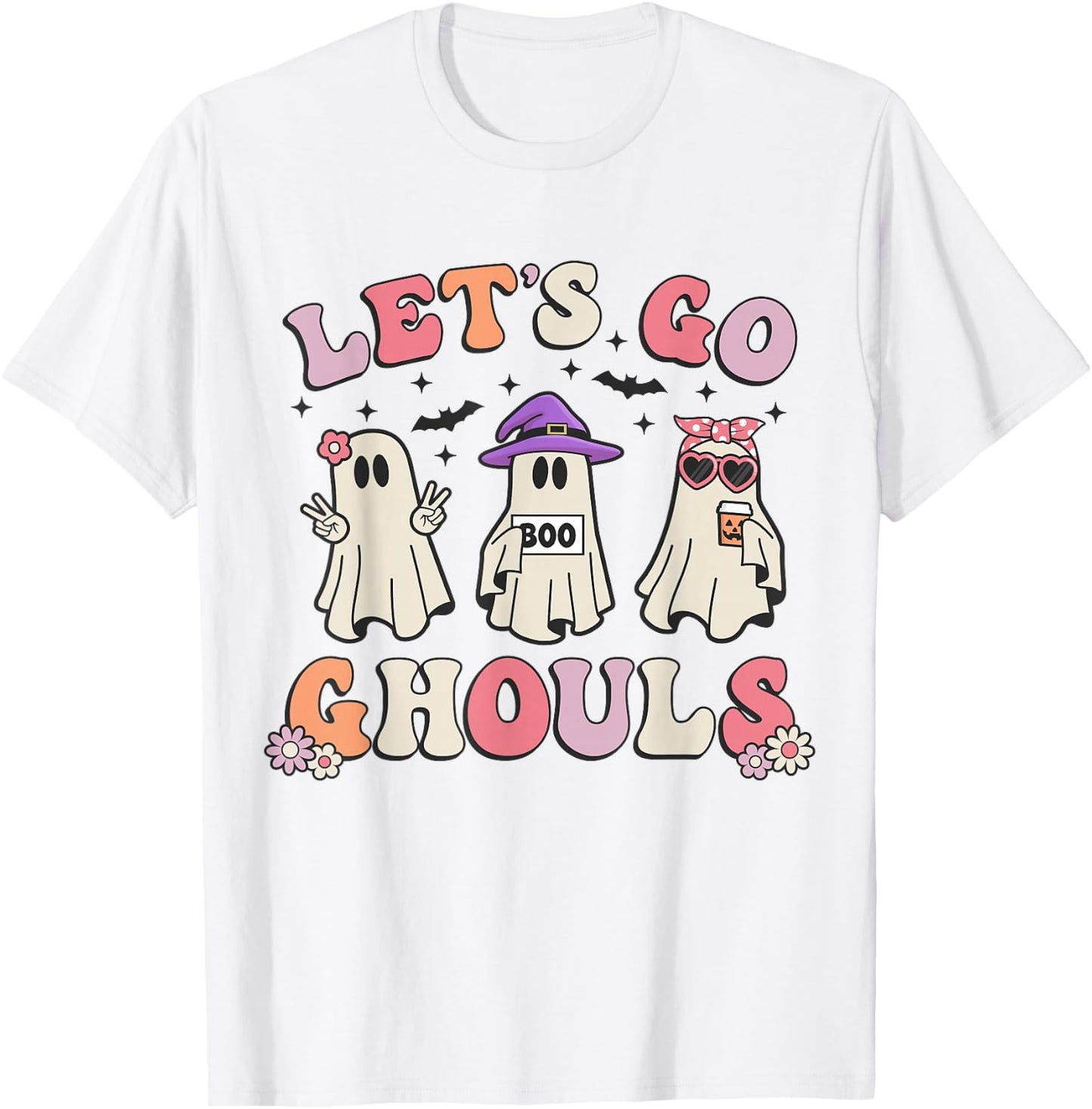 Lets Go Ghouls Retro Halloween Ghost Women Toddler Girl T-Shirt - T-Shirt | White