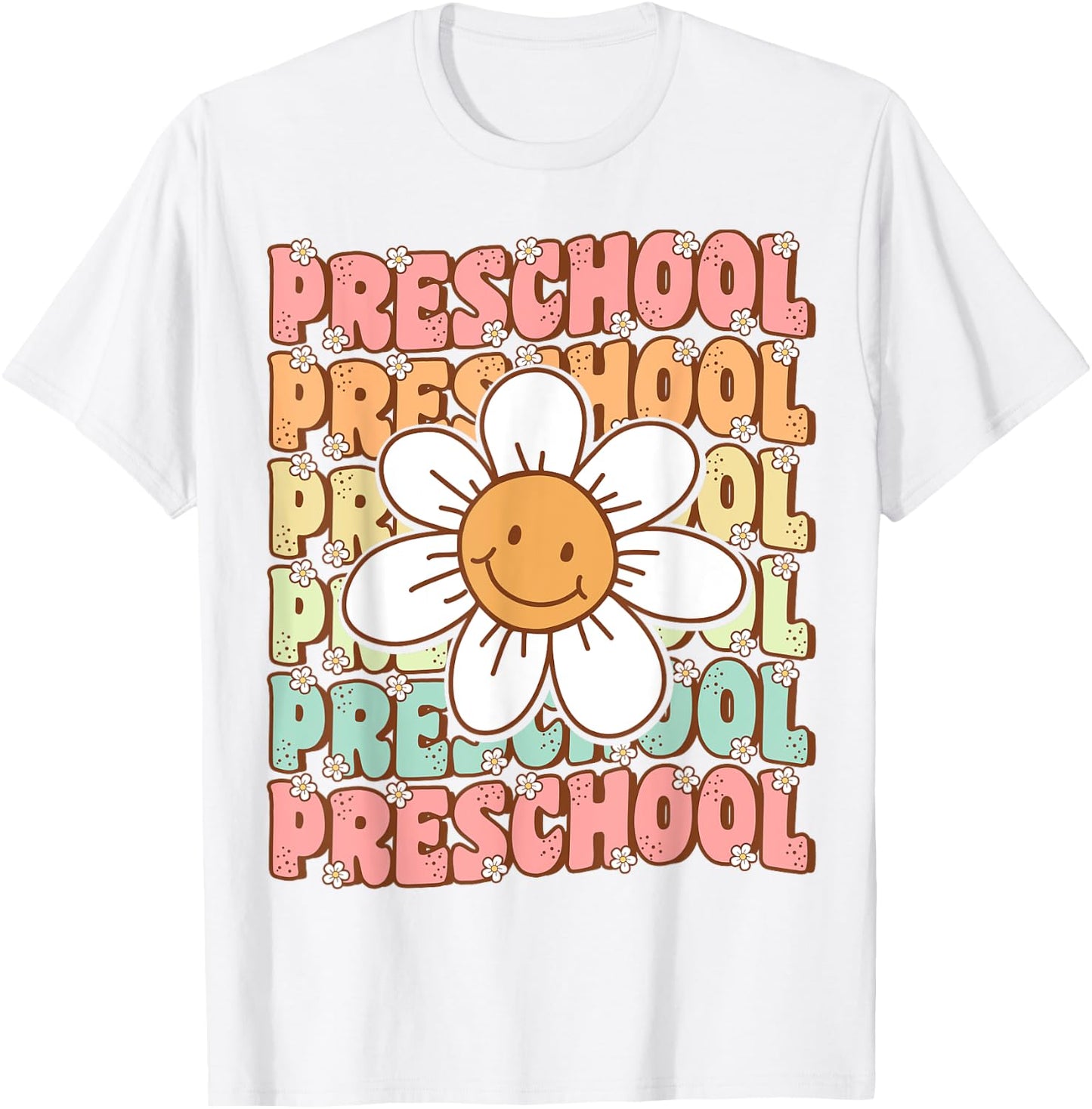 Groovy Preschool Cute Back To School First Day of Pre K T-Shirt - T-Shirt | White