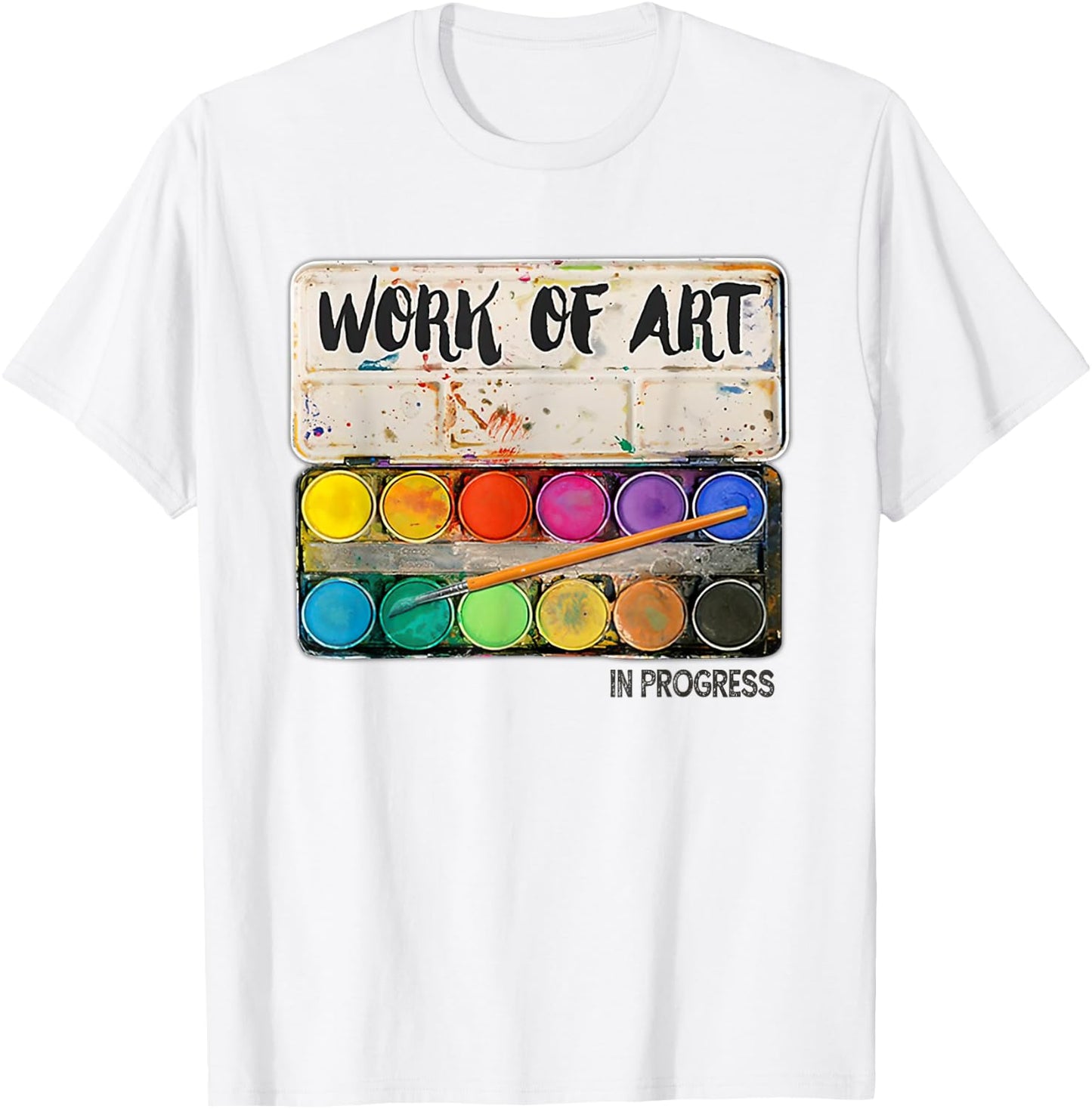 Work of art in progress Art Teacher Men Women T-Shirt - T-Shirt | White