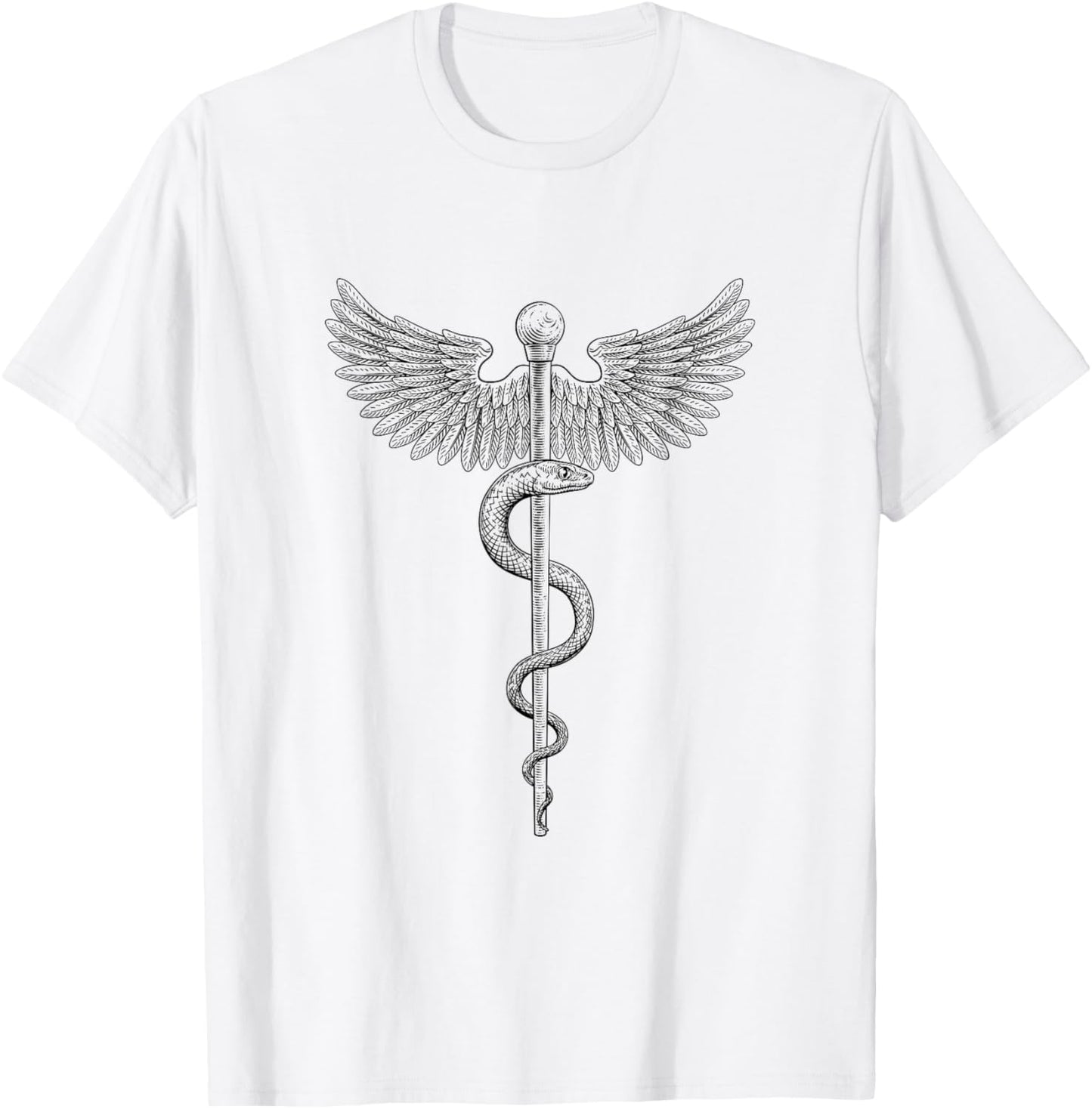 Rod of Asclepius Vintage Medical Doctor Snake T-Shirt - T-Shirt | White