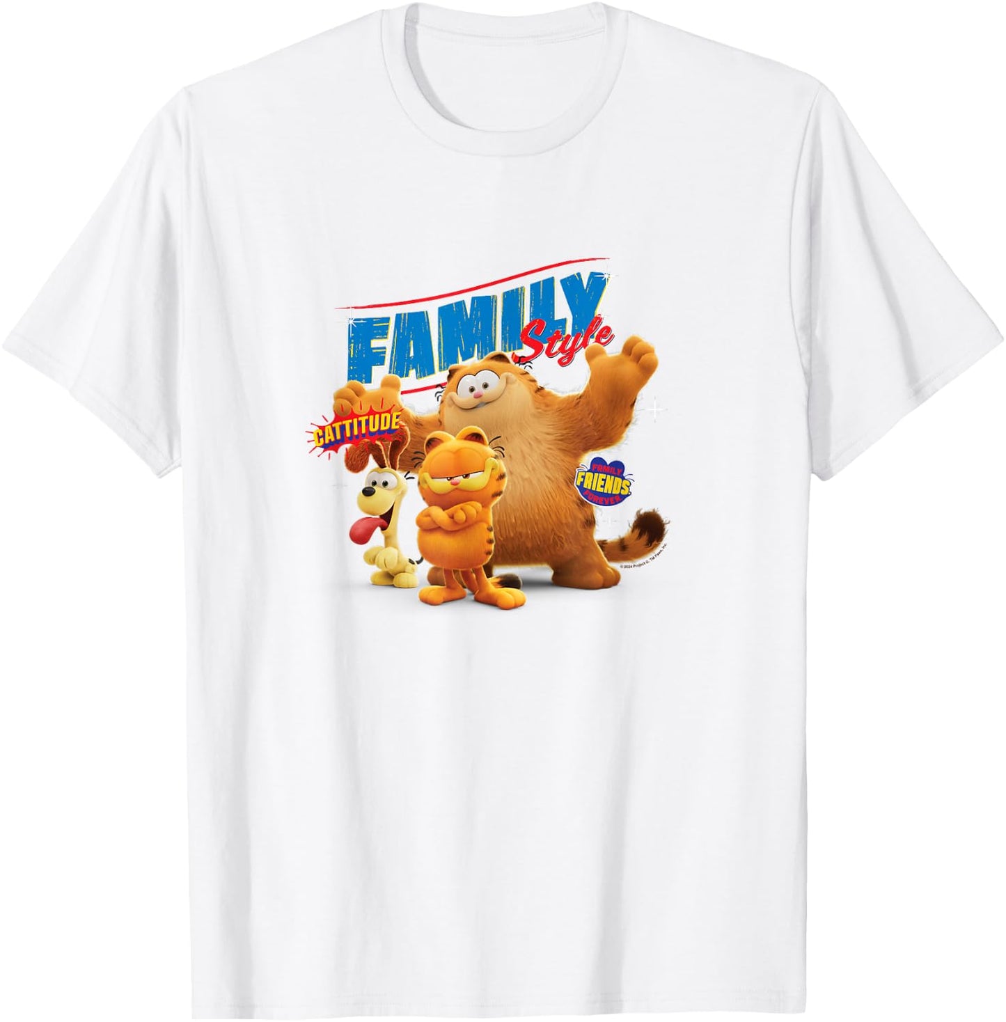 The Garfield Movie Family Style Cattitude Group Shot T-Shirt - T-Shirt | White