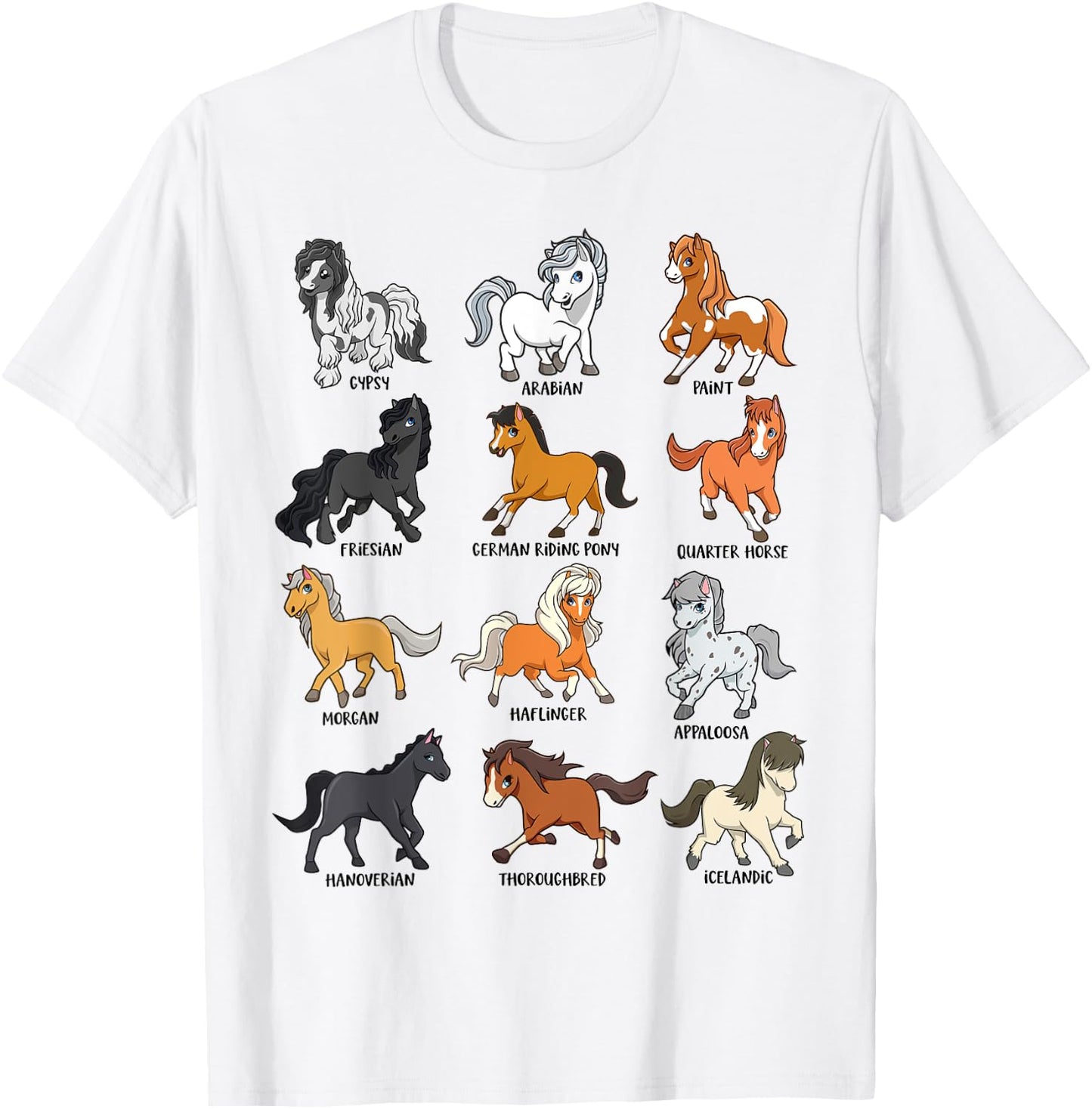 Horse lover - comic Kawaii horses T-Shirt - T-Shirt | White