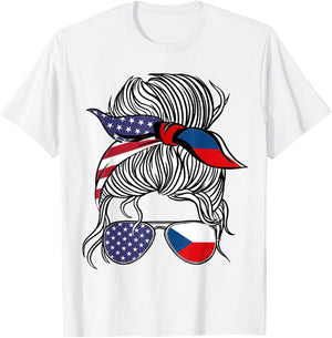 American Czech Patriot Flag Women Girl Czechia Grown T-Shirt - T-Shirt | White