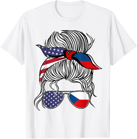 American Czech Patriot Flag Women Girl Czechia Grown T-Shirt - T-Shirt | White